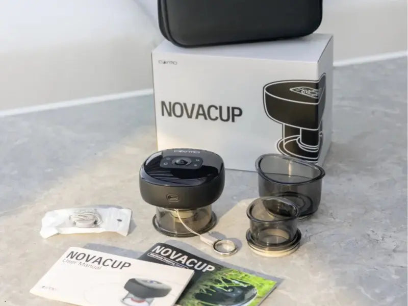 Cupping therapy for the face device kit with accessories displayed on a countertop.